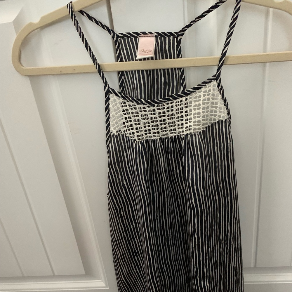 Navy and white striped tank